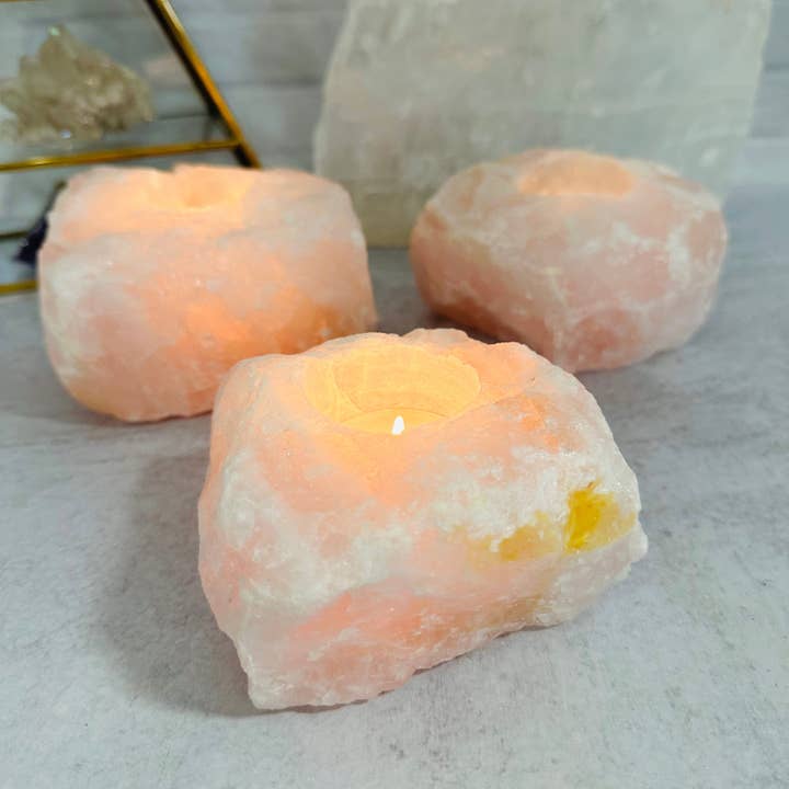 Rock Paradise - Wholesale Candle Holder - WHOLESALE Crystals - Case Pack BULK LOT - BUY THE BOX 🌸 20 Rose Quartz "B" Candle Holders - SAVINGS5