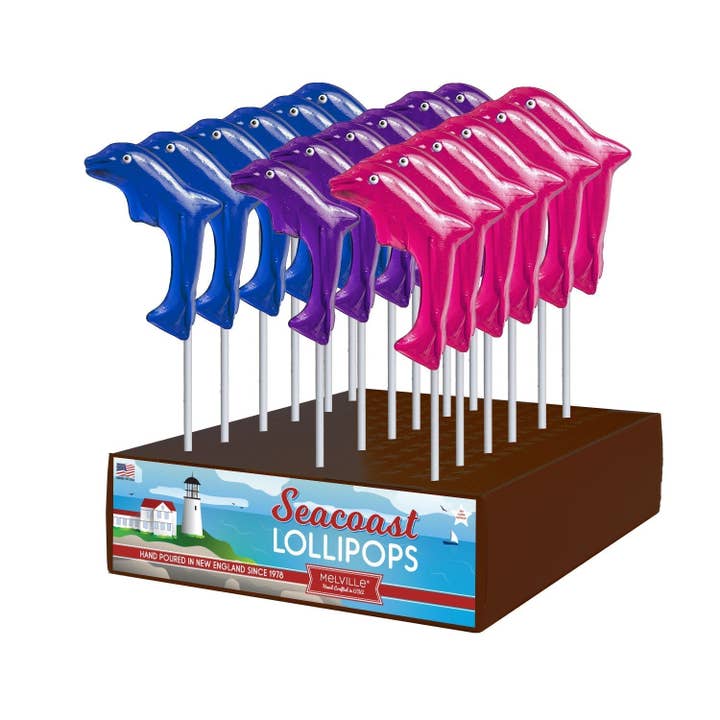 Dolphin Lollipops - Assorted for wholesale by Melville Candy Company