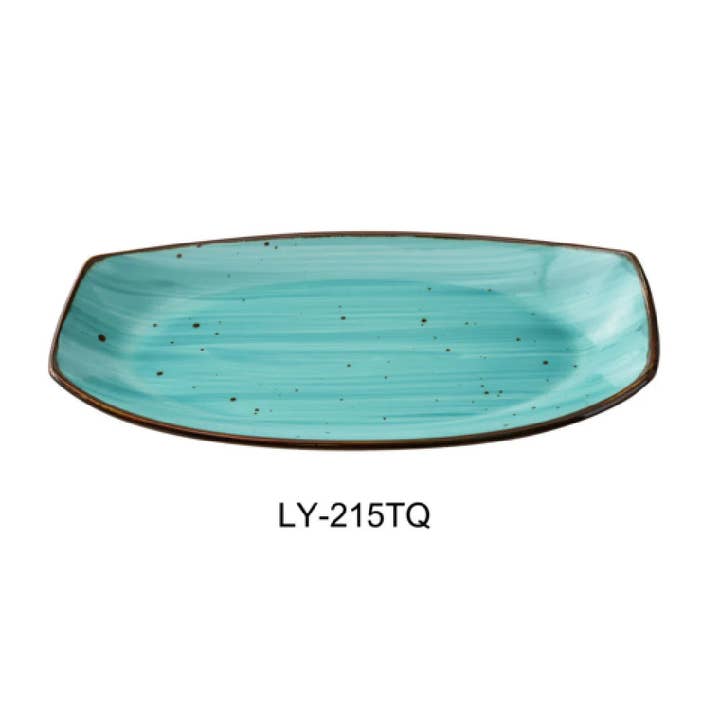 15" X 8 1/2" X 1 5/8" Glazed Porcelain Rectangular Plate Turquoise for wholesale by EcoQuality