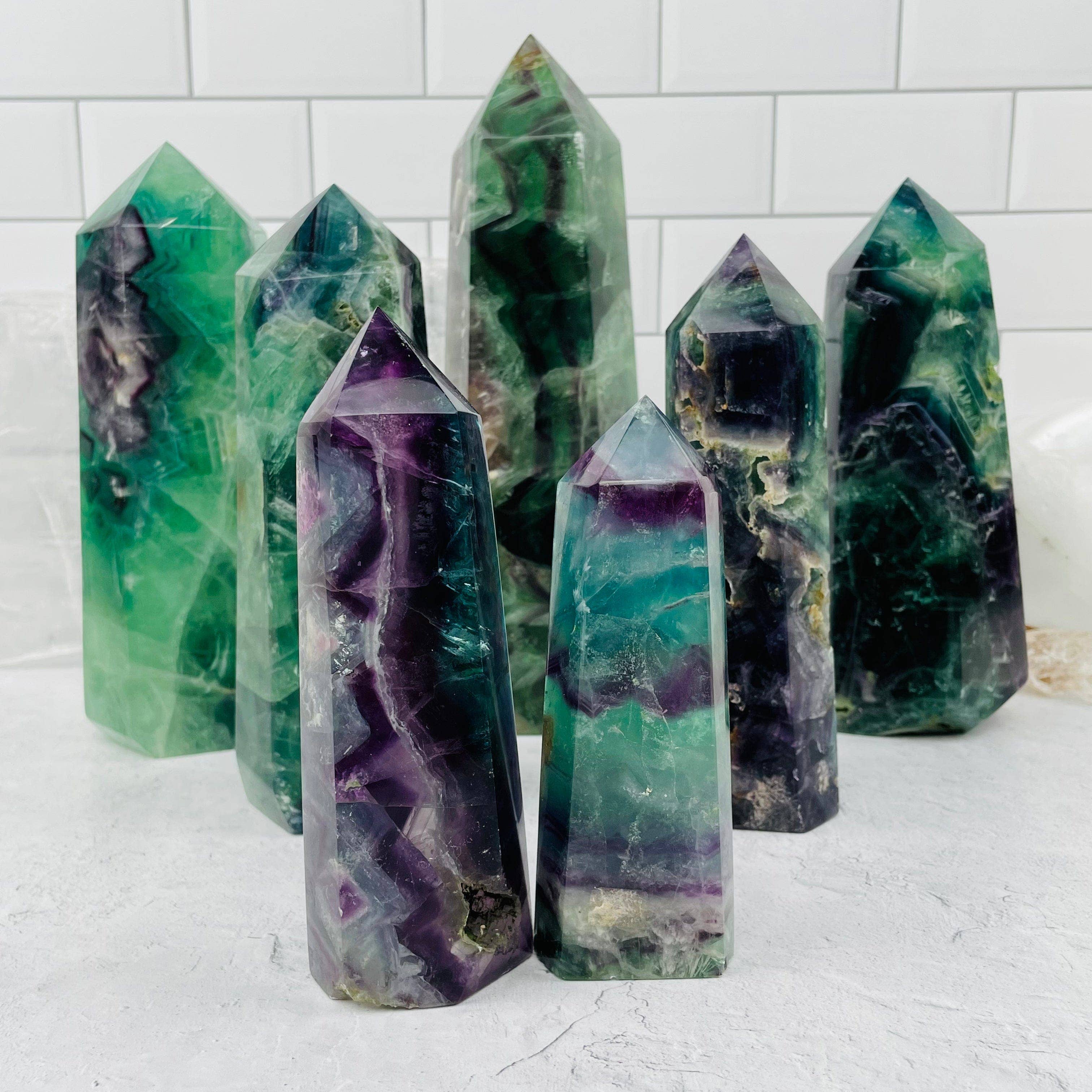 Rock Paradise - Wholesale Spiritual Stone/Crystal - Crystal Rainbow Fluorite Polished Point Towers - By Weight1