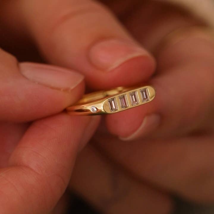 Baguette Stone Adjustable Ring for wholesale by Junk Jewels Ltd