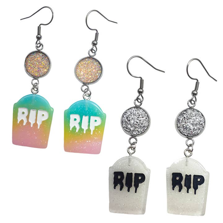 RIP ☠ Gravestone Earrings for wholesale by Cheeky Trendy