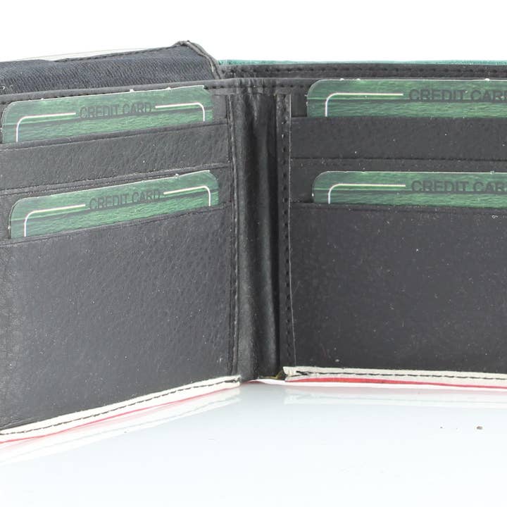 Leather Impressions Inc – Engroshandel Tegnebog – til mænd – Rasta Flag Vegansk Læder Bi Fold Wallet # VL 648