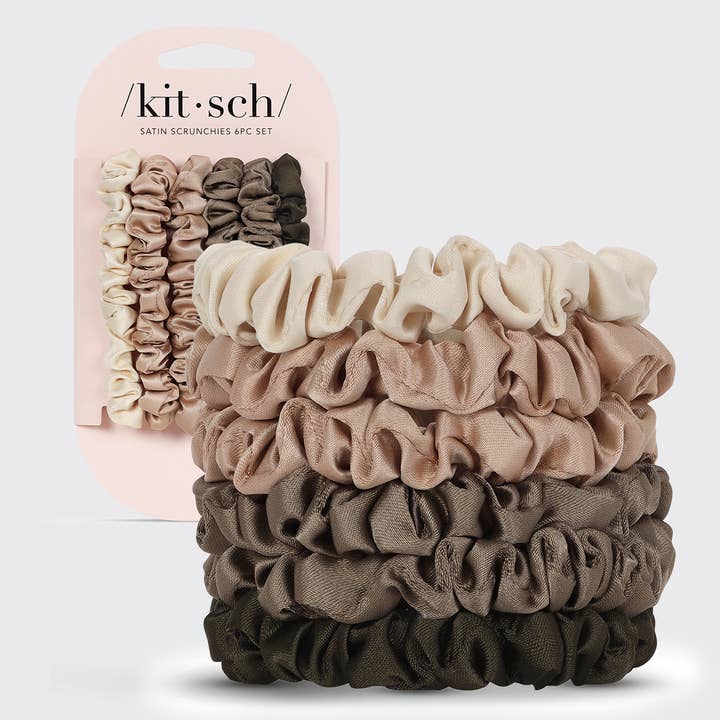 KITSCH - Wholesale Scrunchie - Women's - Ultra Petite Satin Scrunchies 6pc - Eucalyptus