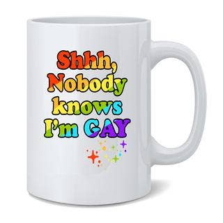 Gotham Gifts - Vente Tasse à café - Tasse à café amusante Shhh Nobody Knows Im Gay LGBTQ Pride 11 oz2