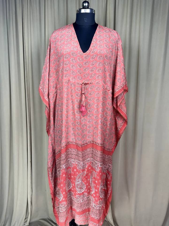 Recycle Sari Kaftan Resort Wear Caftan Beach Wear Cover Up ! for wholesale by The Eastern Loom