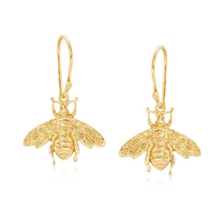 Brincos Pendentes Chic Abelha em Banho de Ouro 18K por atacado de Golden NYC Jewelry