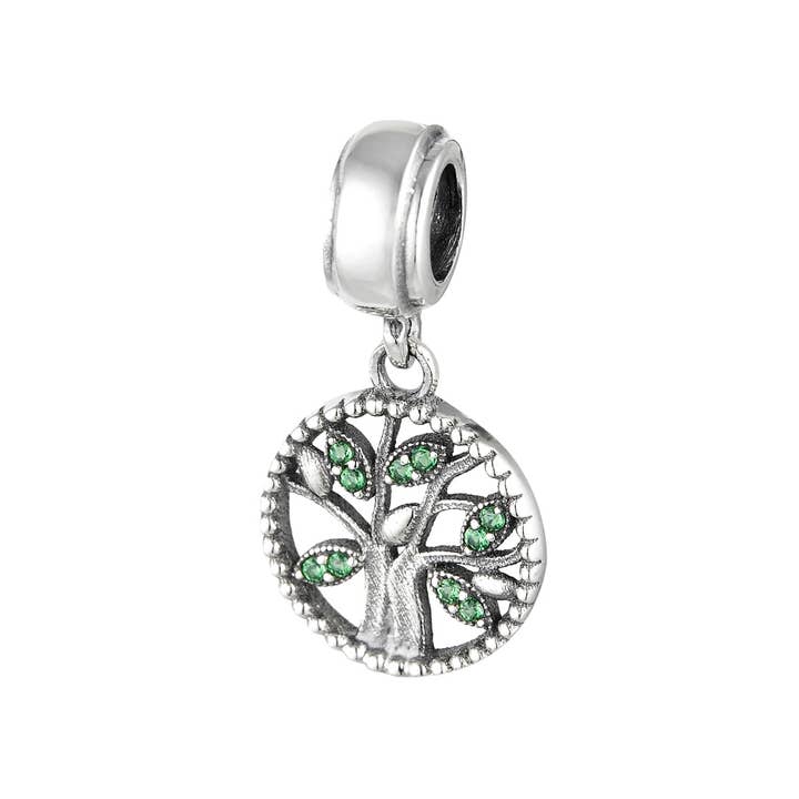 925 mm Sterling Zilveren Kraal en Groene Zirkonia 2,5 x 1,2 cm voor wholesale door Angel devil both sl