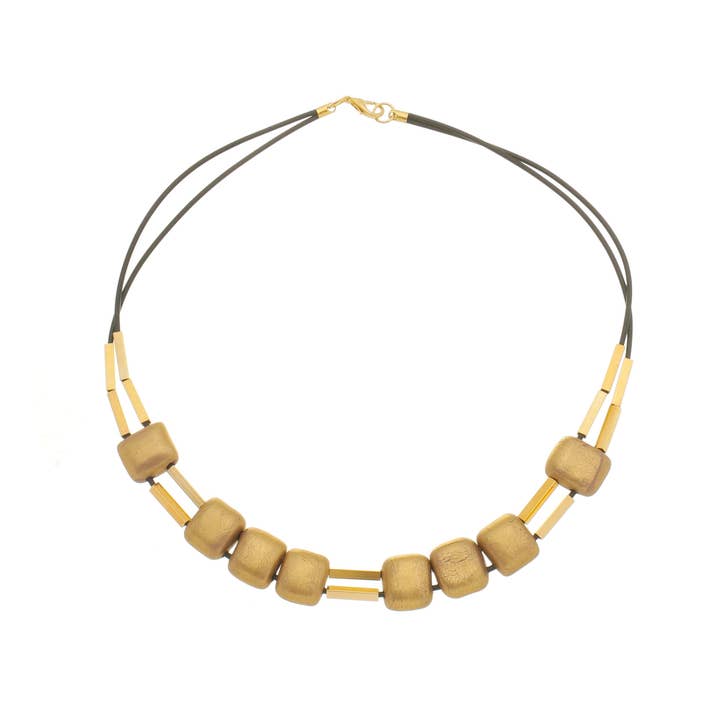 Mini Cubes Short Necklace - Gold for wholesale by MARILIA CAPISANI