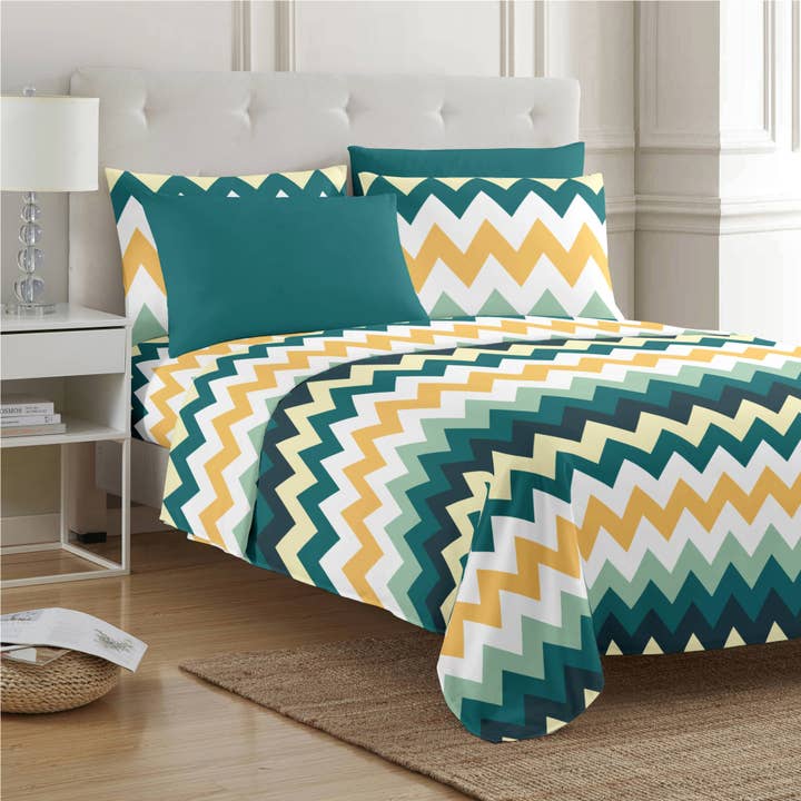 PREMIUS Montego Weiches, faltenfreies Mikrofaser-Bettwäsche-Set, Grün-Gelb für den Großhandel von ShopBobbys