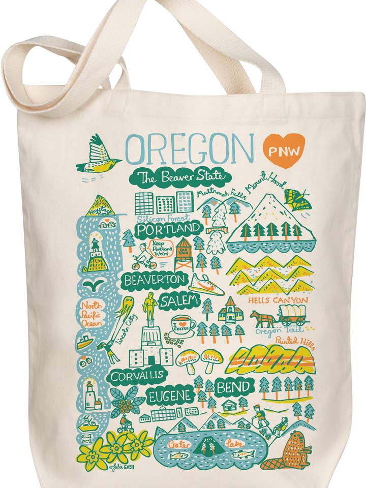 Oregon Boutique Map Art Tote - Evergreen for wholesale by Morado Designs