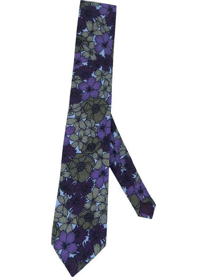 TADDEO DENSE FLORAL MERINO TIE - OLIVE for wholesale by Lords Of Harlech Accessories