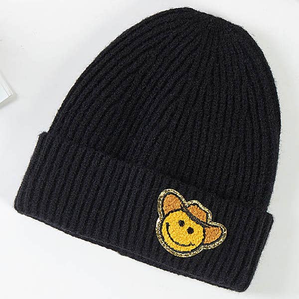 Shop Neighbors - Vente Bonnet – femme - BONNET EN TRICOT COWBOY SMILE PATCH