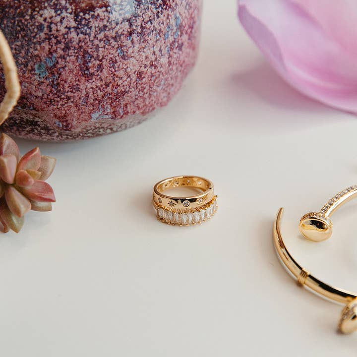 Crystal CZ Baguette Adjustable Ring for wholesale by Padgett Hoke