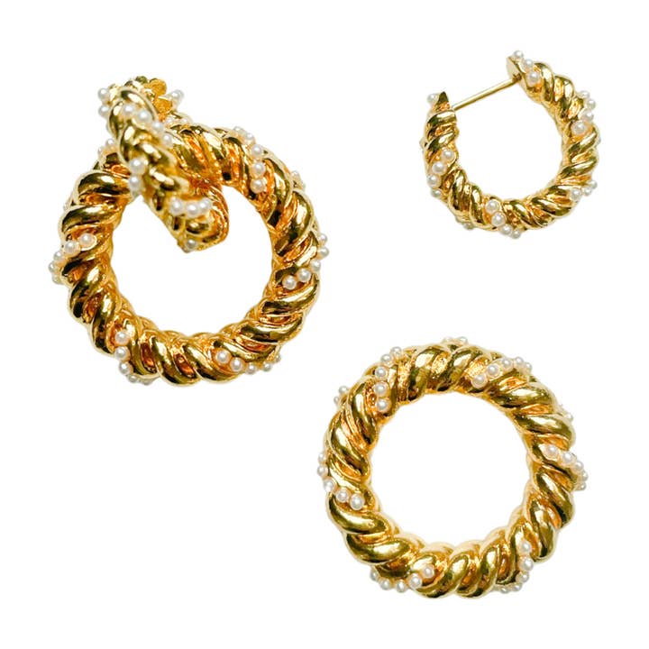 Orecchini a Cerchio intrecciati - Perla per la vendita all'ingrosso da parte di QuayL Designs