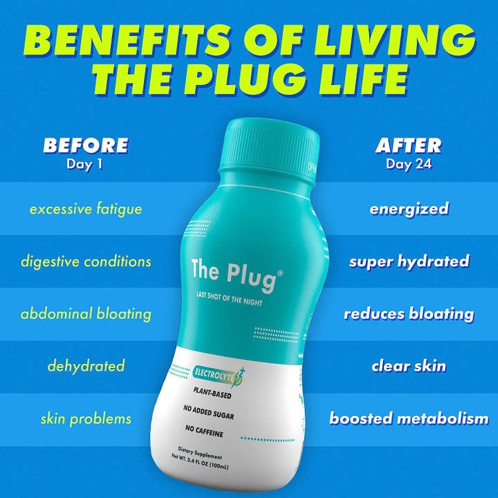 The Plug Drink - Wholesale Oral Supplement/Vitamin - The Plug Hangover, Liver Cleanse Detox 30 Drinks 30 Pills