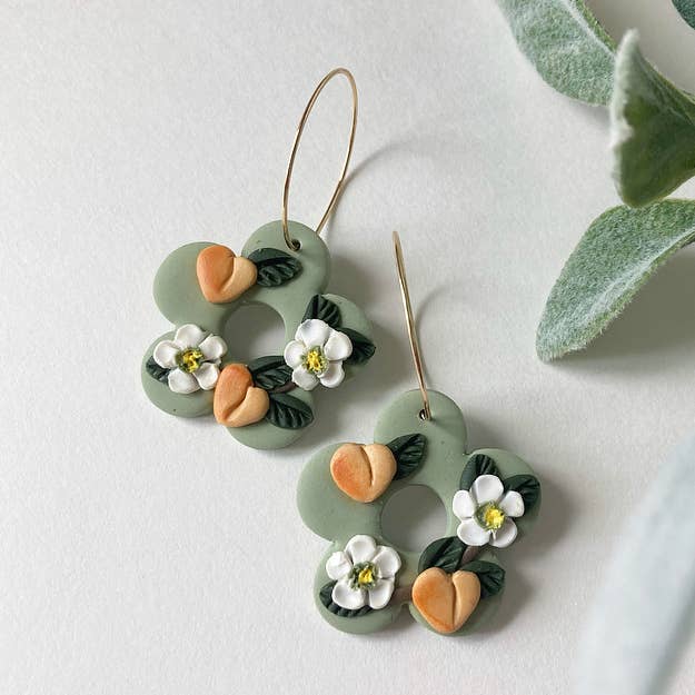 Peach Hoop Clay Earrings for wholesale by My Cotton Blossom Belle