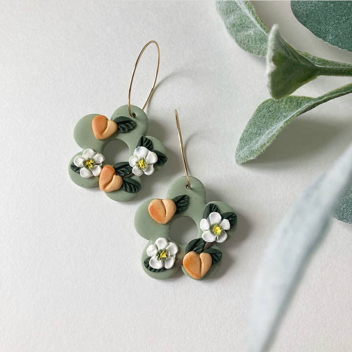 Peach Hoop Clay Earrings for wholesale by My Cotton Blossom Belle