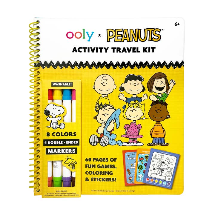 OOLY x Peanuts : Kit d'activités de voyage & 4 marqueurs à double pointe pour la vente par OOLY