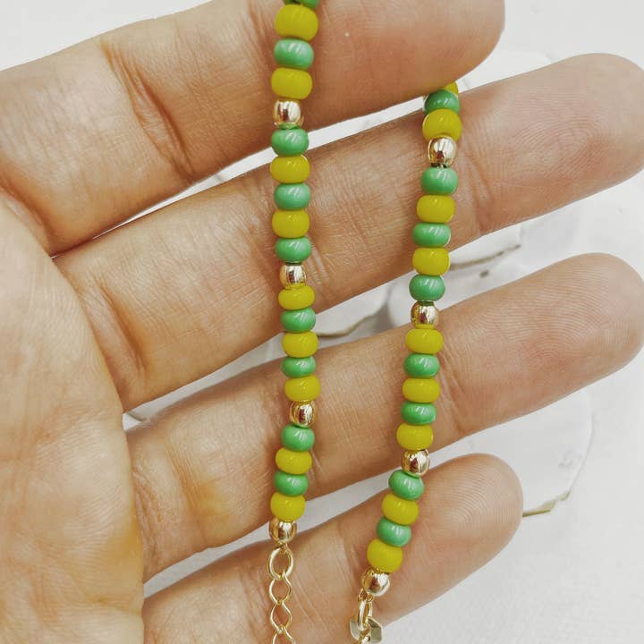 Cherie by Cherie – wholesale Beaded bracelet – Green & Yellow Beads Orula Bracelet4