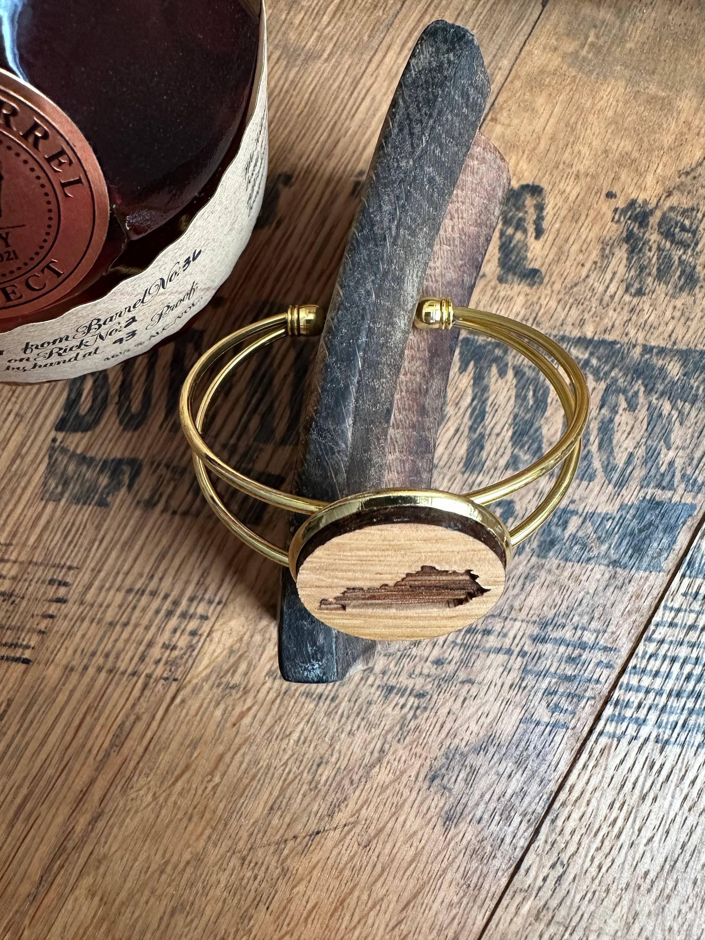 TWWKY - Wholesale Cuff Bracelet - Kentucky Bourbon Barrel Gold Cuff Bracelet1