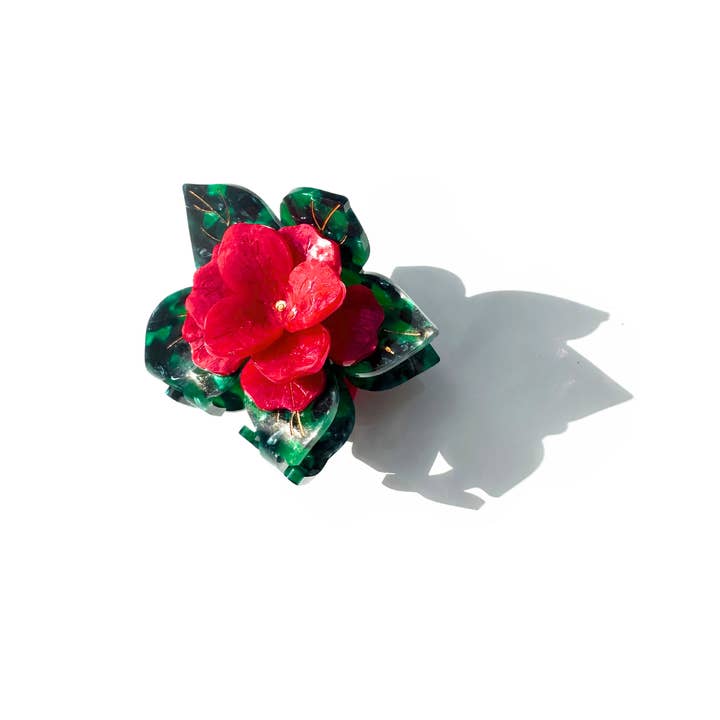 Solar Eclipse - Wholesale Hair Clip - Women's - Hand-painted Poinsettia Claw Hair Clip
