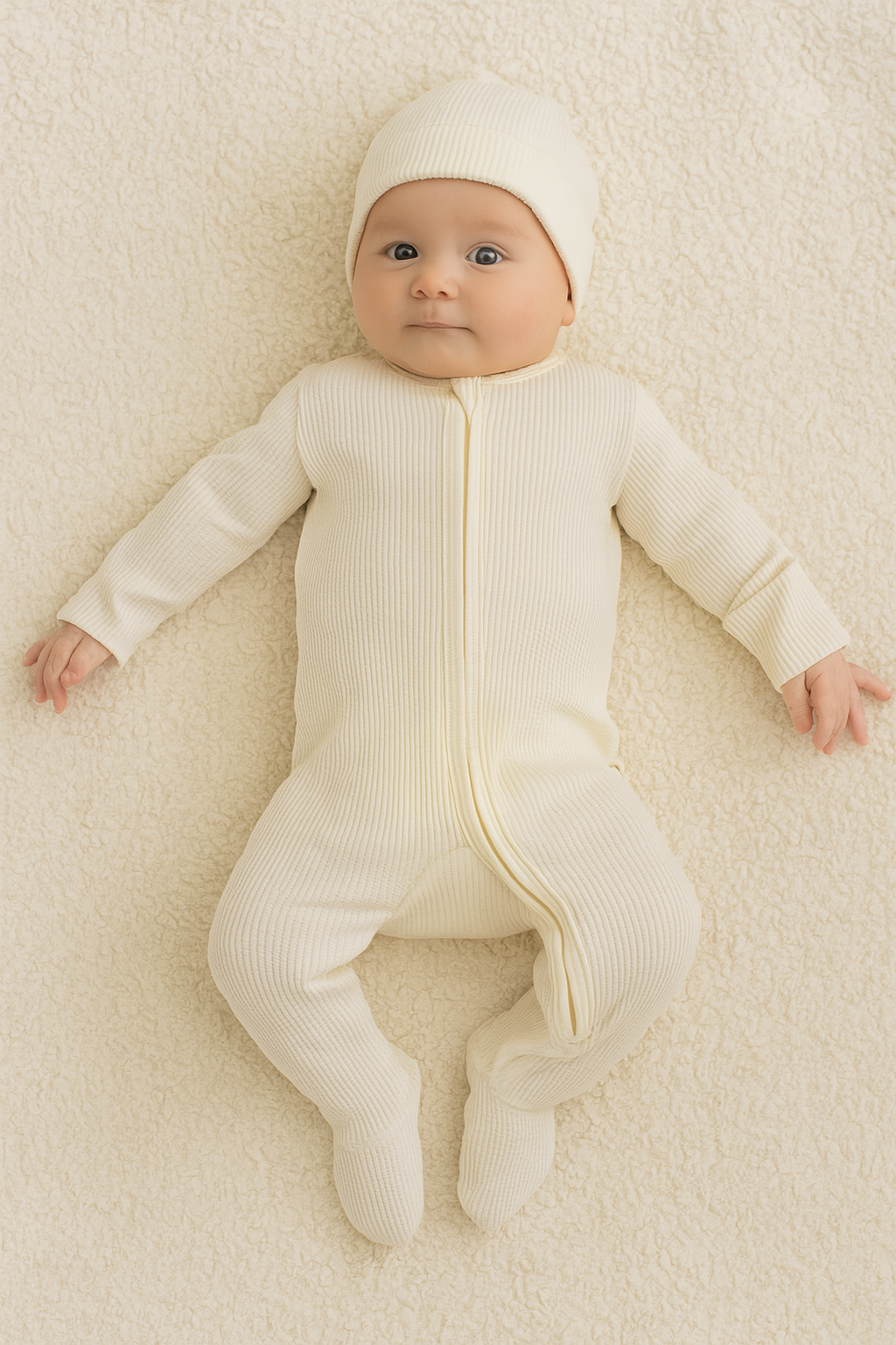 Ali+Oli - Wholesale Clothing Set - Baby - Baby Footie 2-Way Zipper – Organic Cotton Waffle Knit8
