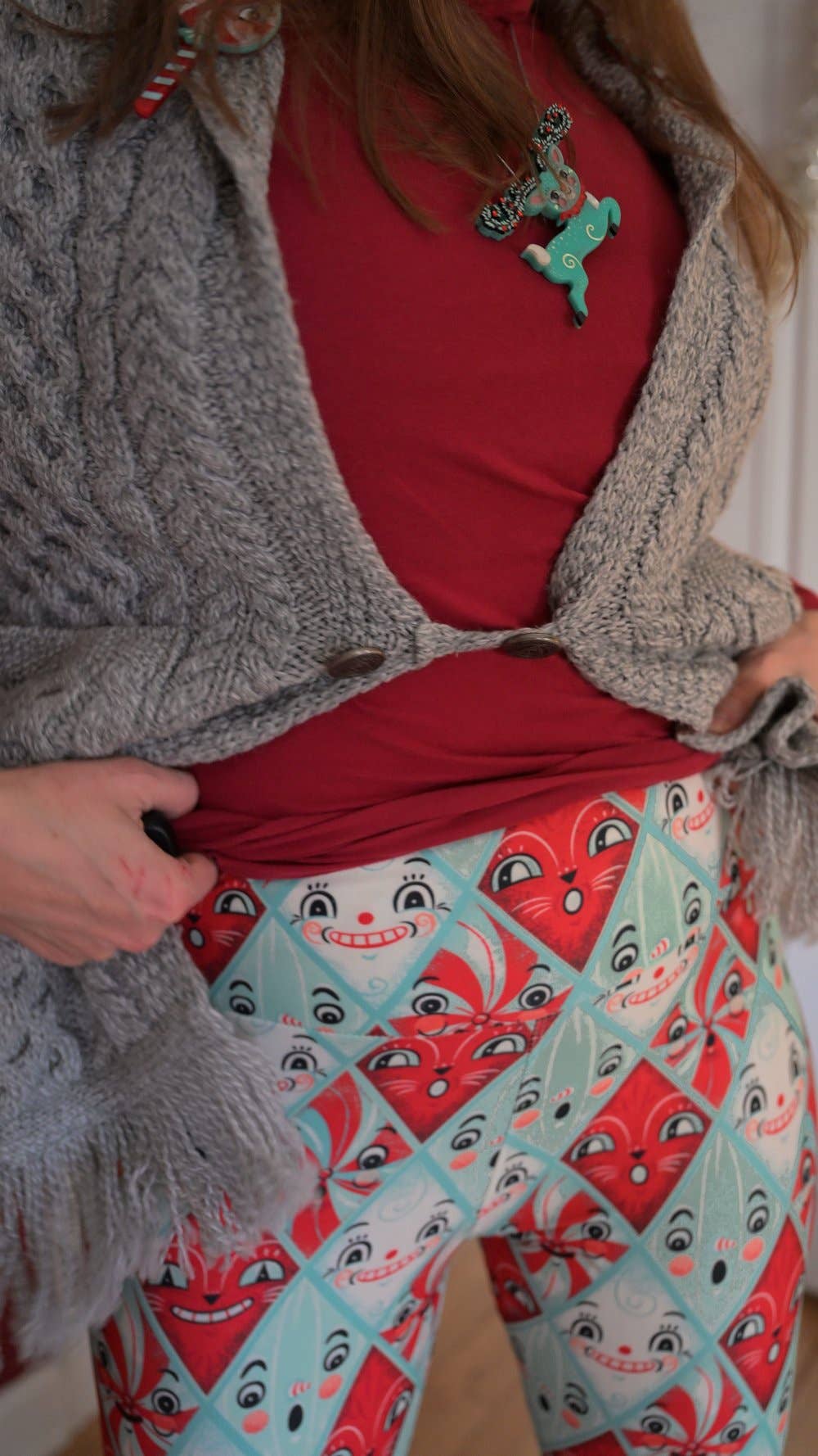 Beautifully Unique® Bootique - Wholesale Leggings - Dames - "Holiday Faces" (Johanna Parker Exclusief) Kerst Pepermunt Diamanten - Leggings4