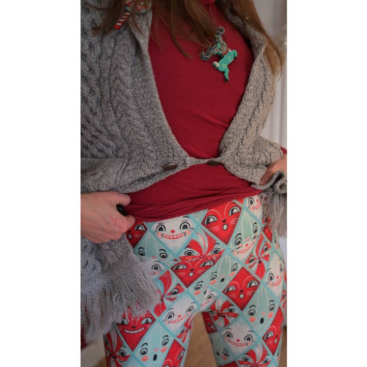 Beautifully Unique® Bootique - Wholesale Leggings - Dames - "Holiday Faces" (Johanna Parker Exclusief) Kerst Pepermunt Diamanten - Leggings4