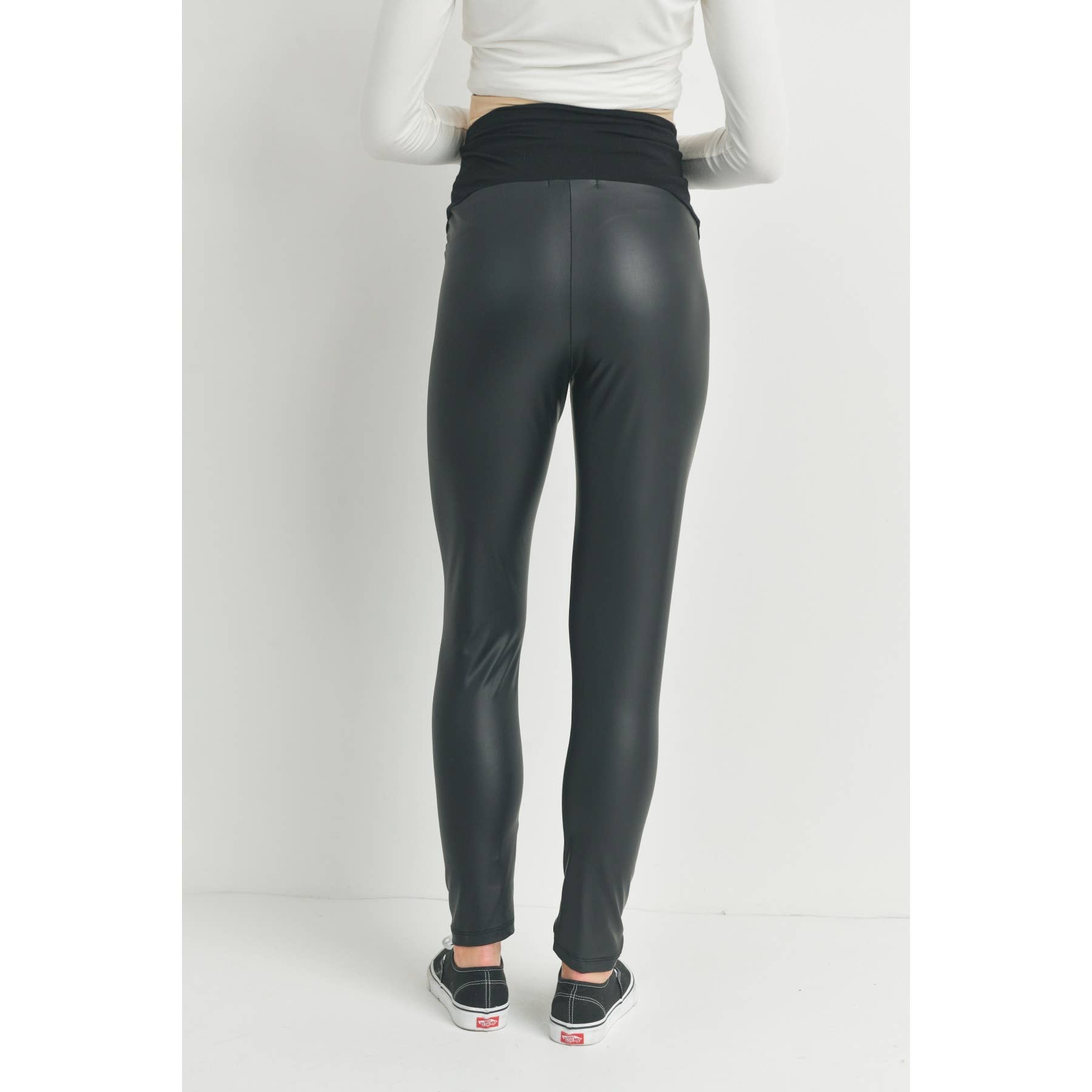 Black Faux Leather Maternity Leggings for wholesale on Faire5