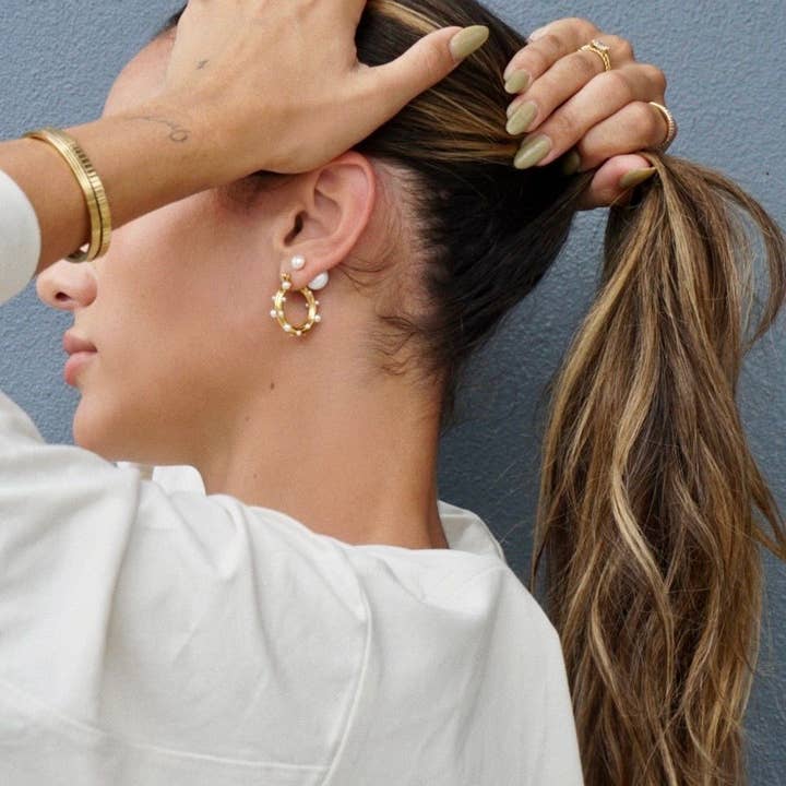 Ellie Vail Jewelry - Wholesale Hoop Earrings - Ellie Vail - Nicoletta Pearl Hoop Earring