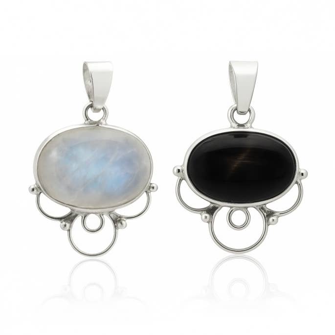 Nuit pendant, silver with natural stone for wholesale by UniArt