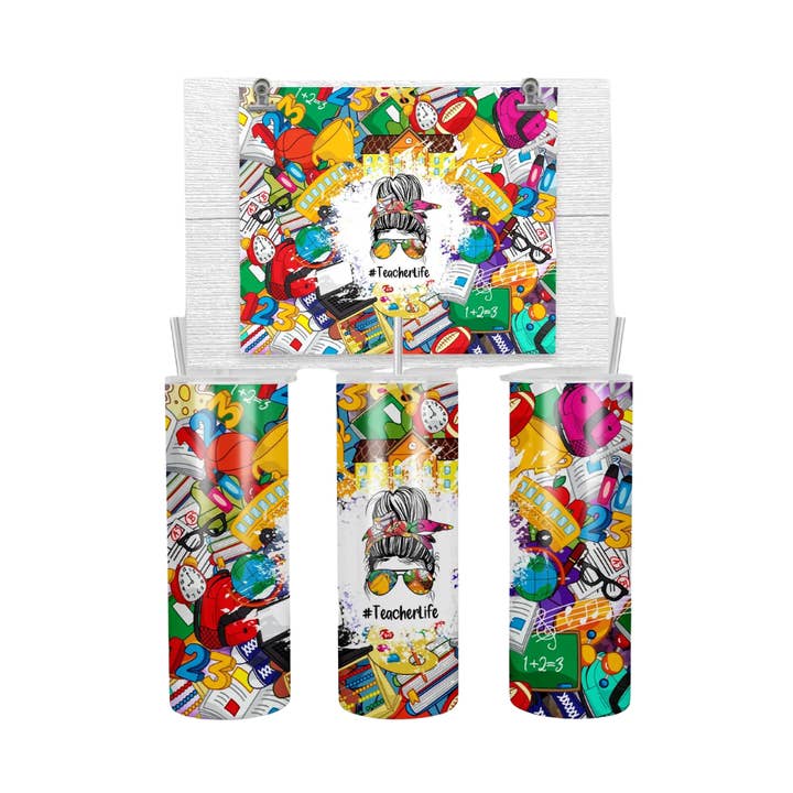 #Teacherlife - 20 oz Tumbler for wholesale by Farmtown Printing Company