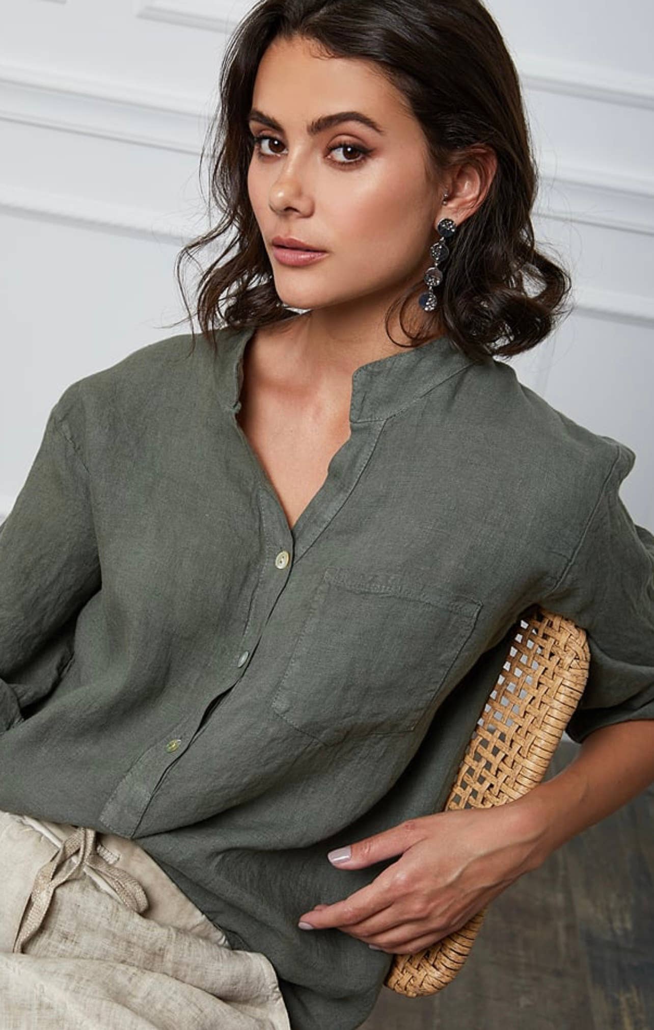 LÉA & LUC - Wholesale Button Down Shirt - Women's - 100% Linen Blouse REF. 636712