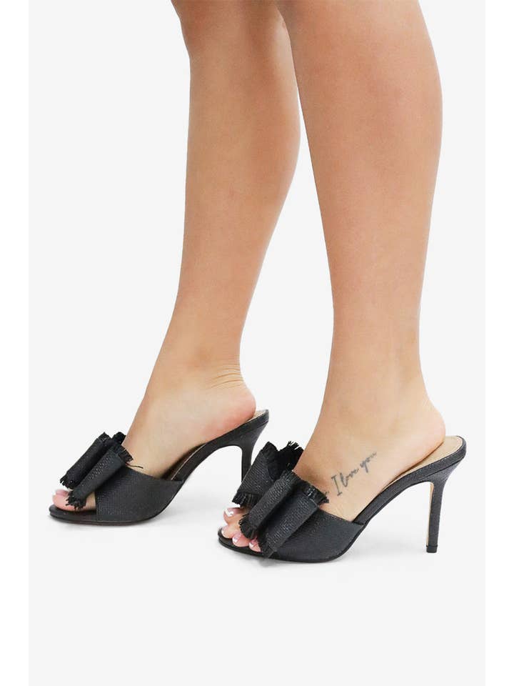 Lemonade Shoes - Wholesale High Heels - Women's - BEACH HOUSE - Raffia Bow Mules, Woven Finish, Stiletto Heel5