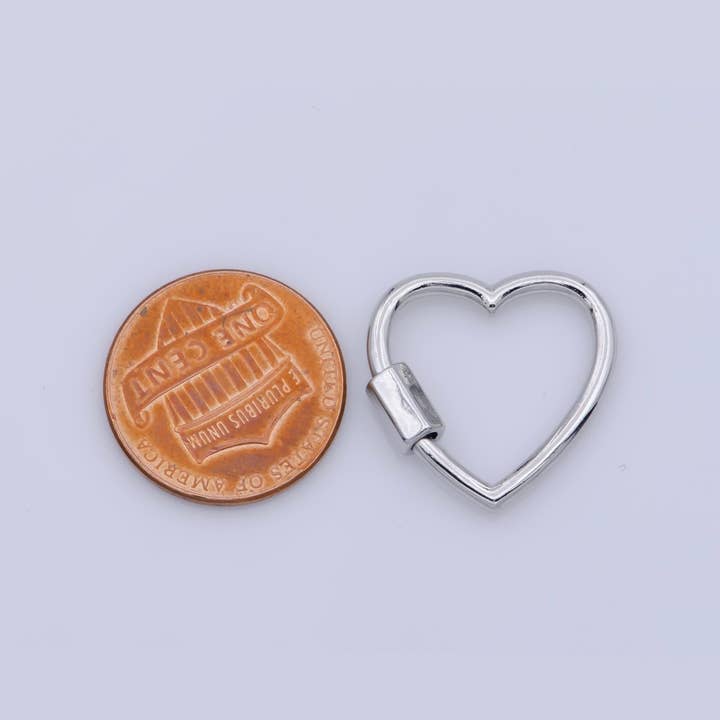 Aim Eternal - Wholesale Clasp - Dainty Heart Clasp in Gold Filled - White Gold Filled Love with Screw On Mechanism carabiner clasp Bracelet Clasp 20mmx19mm K-2651