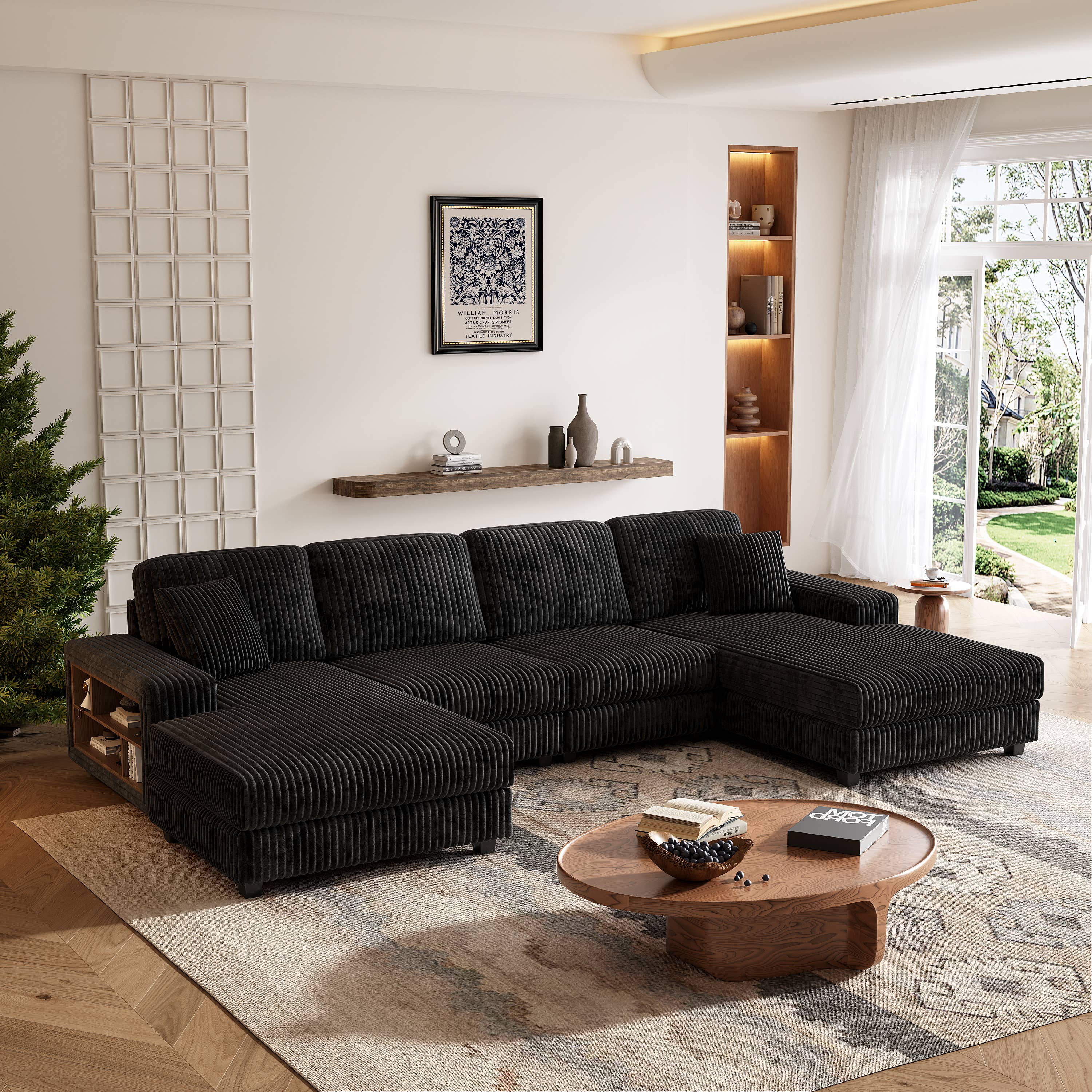 HOMYCASA DESIGN INC - Wholesale Sofa - 4-Seater U-Shaped Modular Sectional  Sofa & Corduroy Fabric0