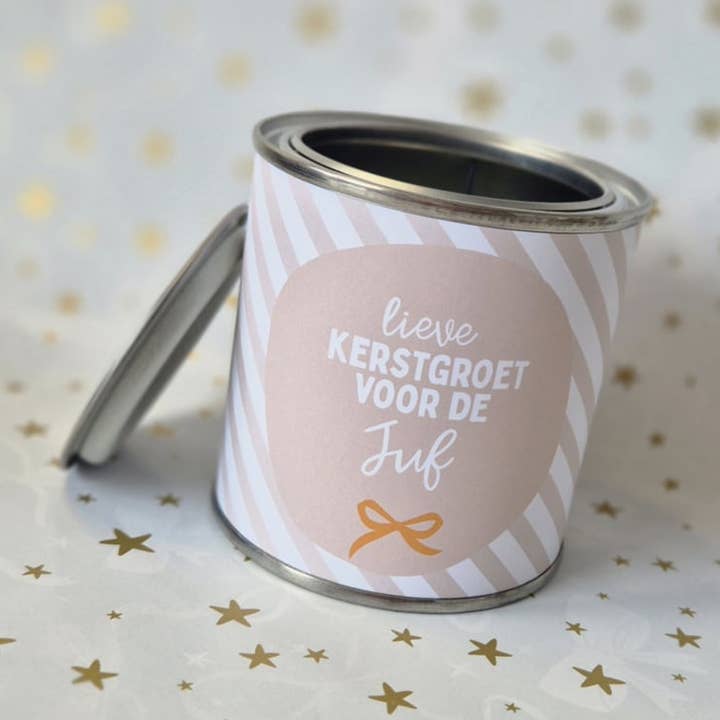 Lata con envoltura | Querido saludo navideño para la maestra | por 4 para venta al por mayor de Labelgeluk