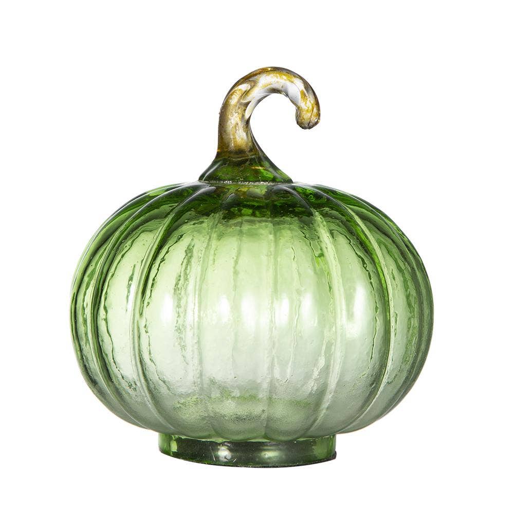A&B Home Group Inc. - Wholesale Decorative Tabletop Object - D4x5" Emerald Harvest Glass Pumpkin1
