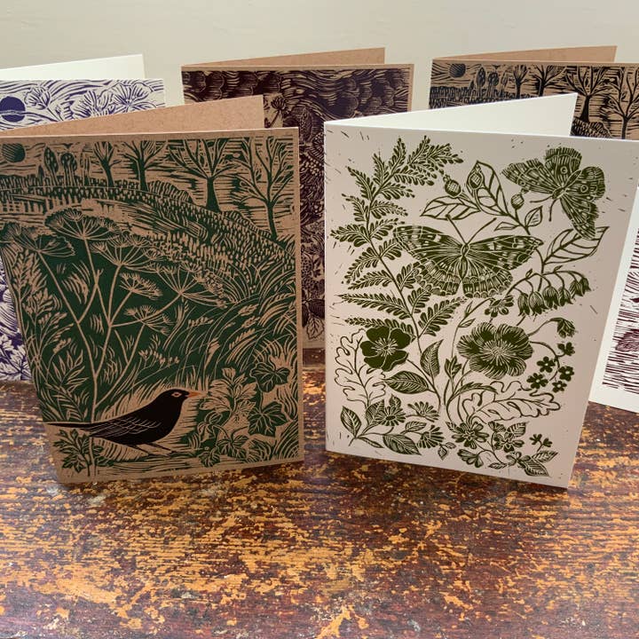 Vivienne Keable - Wholesale Birthday Card - Linocut Print - Blackbird - Greeting Card - Birthday Card - Nature Card - Hand Printed - Digital Print - Art Card6