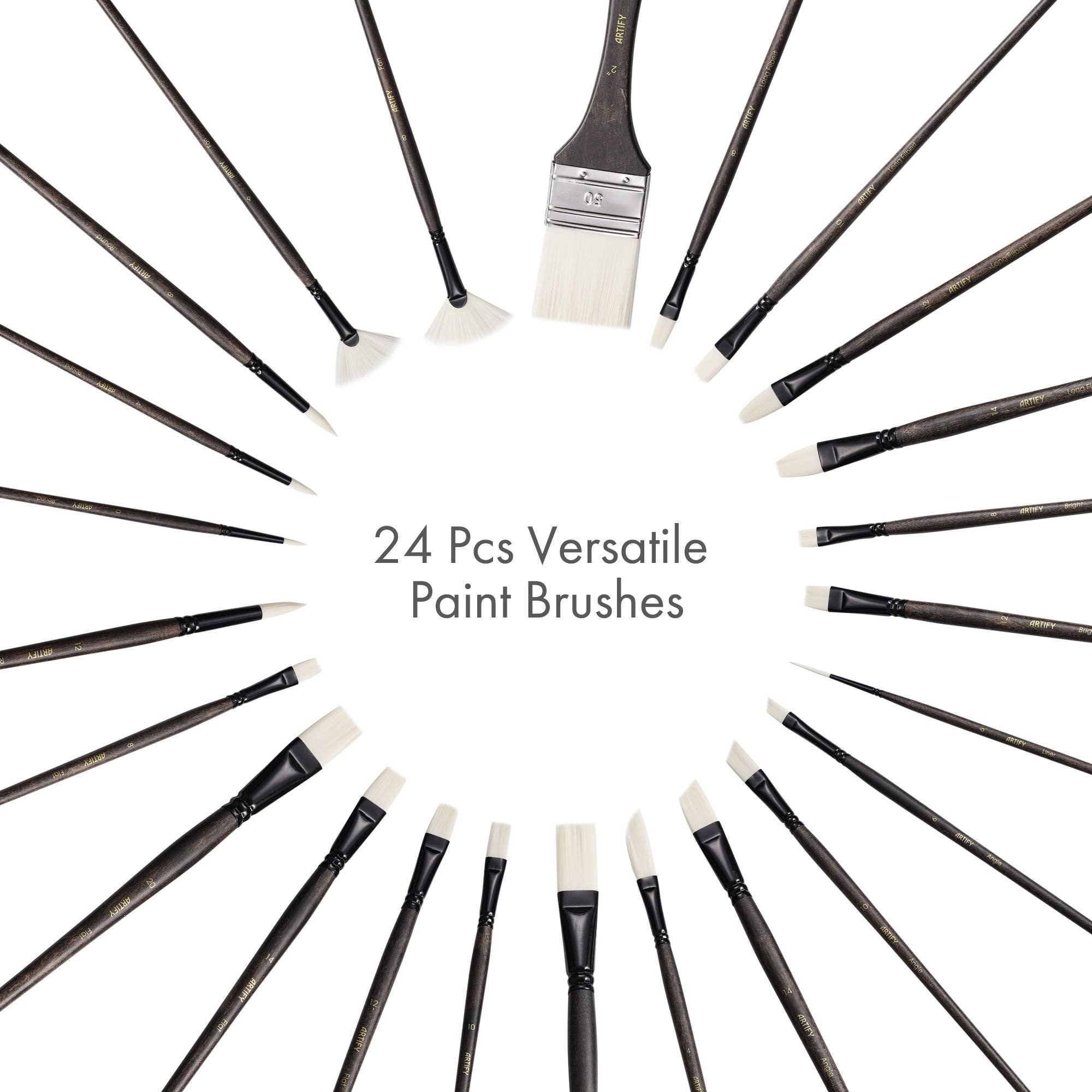 Artify - Wholesale Paint/Wax Brush - ARTIFY Paint Brush Set, 24 Piece Long Handle Oil Paint Brushes3