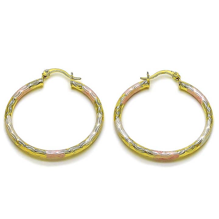 Tri color hoop earrings EA208 for wholesale by Angelluz