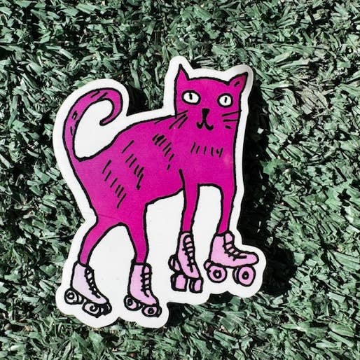 Cat on Rollerskates sticker for wholesale by VERYUSUAL