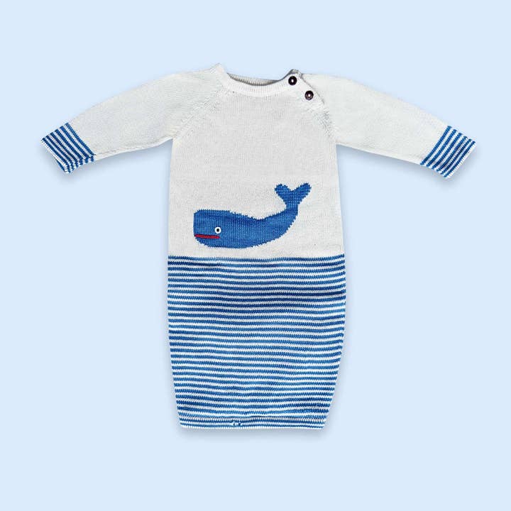 Organic Knit Whale Baby Gown for wholesale by Estella