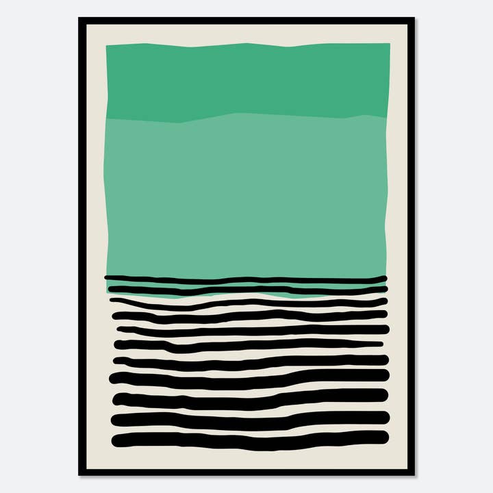 Minimalist Mid-Century Green Black Lines Art Print AB05 for wholesale by Sugar & Canvas