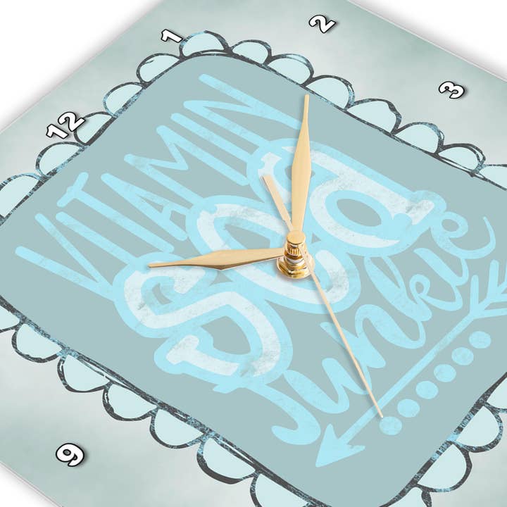 3dRose - Wholesale Wall Clock - 3dRose, Vitamin Sea Junkie Quote In Pastel Blues, Wall Clock2