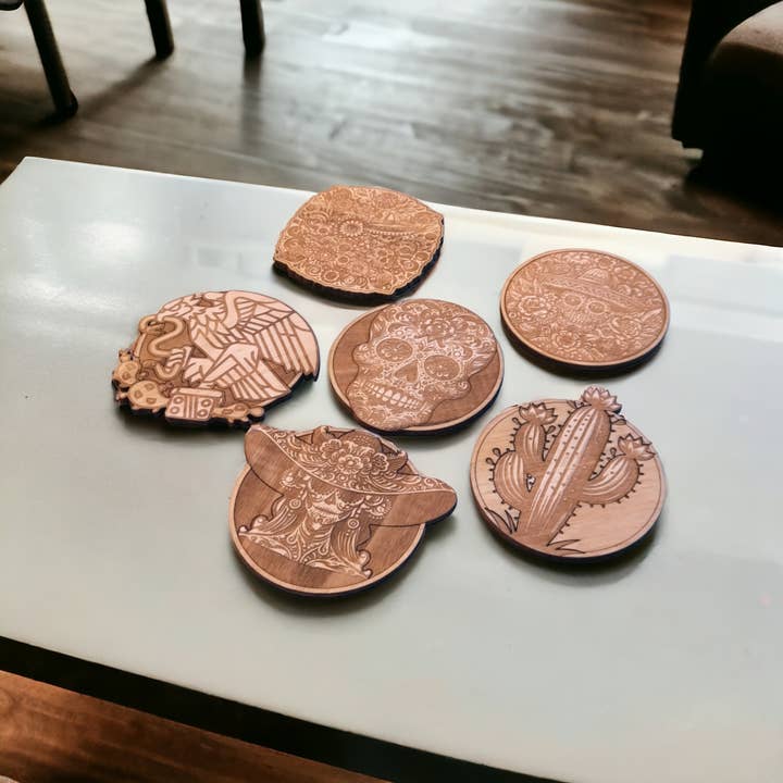 Studio Rima - Wholesale Coasters - Set of 6 Mexican Patterns Coasters - Perfect Gift1