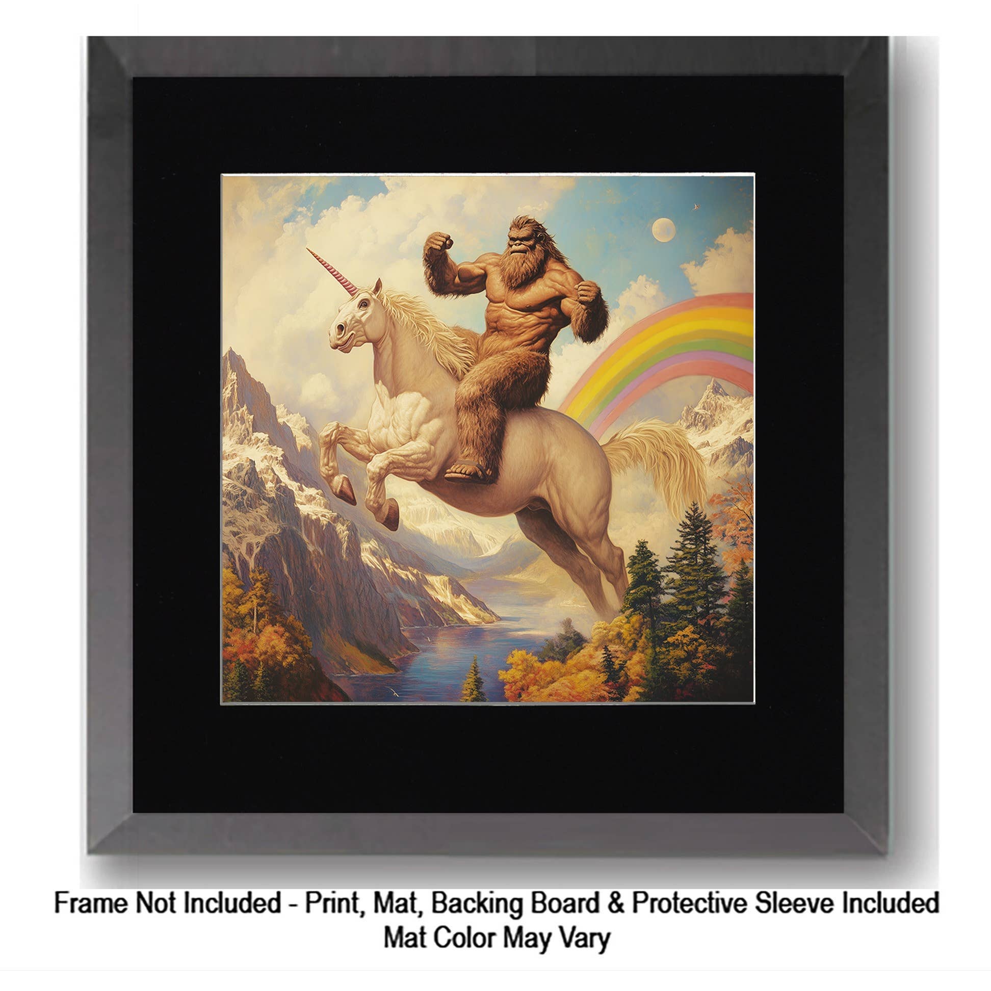 Mowbi - Vendita all'ingrosso Stampa artistica - Tipo Tosto, Bigfoot: Credi in Te Stesso - Stampe d'Arte di Criptidi - Stampe di Bigfoot – Opera d'Arte 8″x8″ in Passepartout 12″x12″22