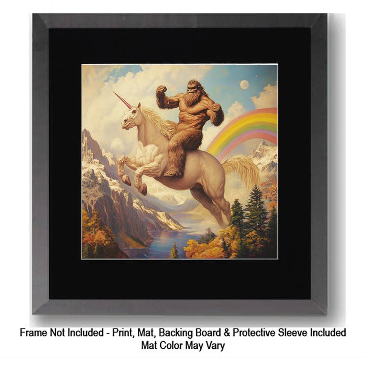 Mowbi - Vendita all'ingrosso Stampa artistica - Tipo Tosto, Bigfoot: Credi in Te Stesso - Stampe d'Arte di Criptidi - Stampe di Bigfoot – Opera d'Arte 8″x8″ in Passepartout 12″x12″22
