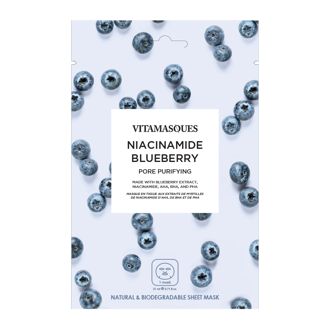 Vitamasques US - Wholesale Skincare Face Mask - Niacinamide Blueberry Face Sheet Mask1